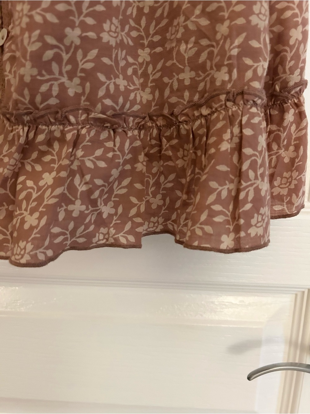 April Cornell Brown Floral Button-Front Women's Tunic - Picture 6 of 9
